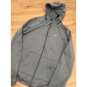 Nike Womens Size M Grey DRI-FIT Full-Zip Hoodie Hooded Kangaroo Pocket